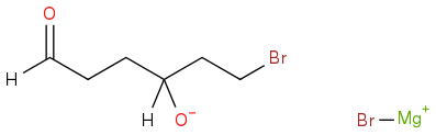 C(CC(CCC(=O)[H])([O-])[H])Br.Br[Mg+]